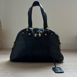 YSL black leather Muse handbag